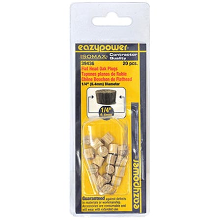 Eazypower 39436 0.25 in. Oak Flat Head Plug - 20 Pack 132257